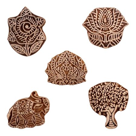 Set of 5 Piece New Mix Wooden Printing Block